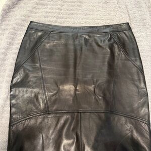 ANTONIO MELANI Black Leather Pencil Skirt